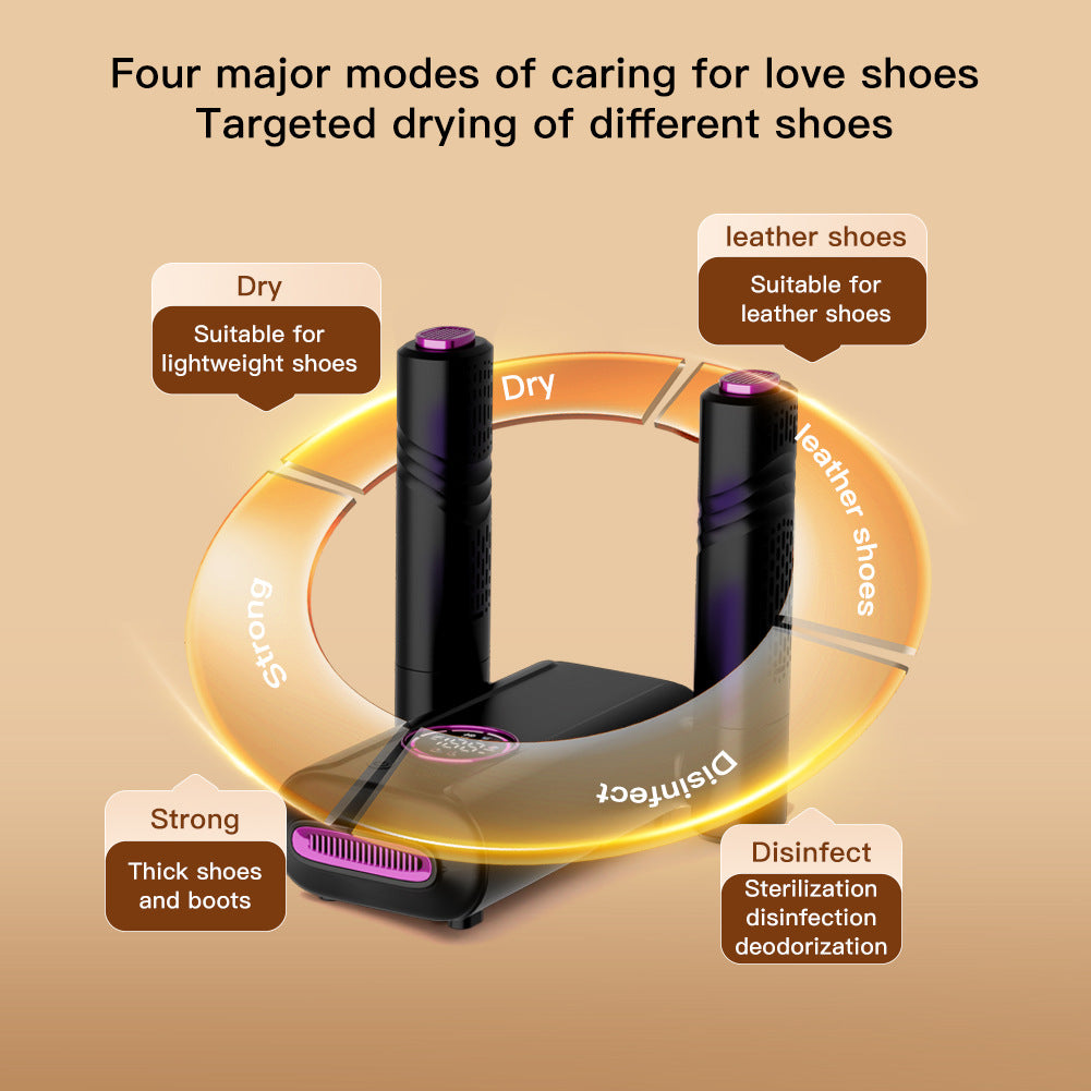 Zeitgesteuerte Schnelltrocknungsschuhtrockner Konstante Temperaturentfeuz- und Deodorisierung, tragbares und faltbares Design, Smart-Schuhtrockner