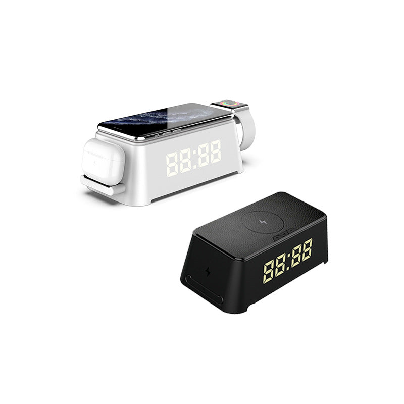 3 in 1 wireless charger with alarm clock, watch, earphone and mobile phone wireless charger