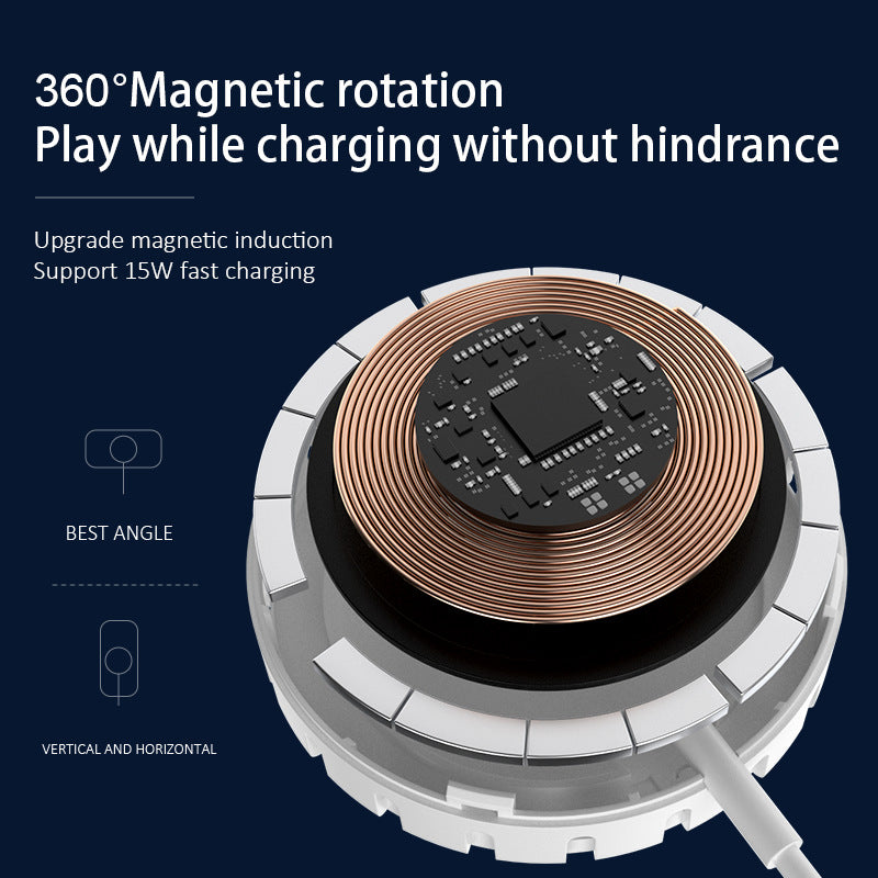 Portable 15W magnetic fan cooling wireless charger for iPhone 14 to 8 full range fast charging