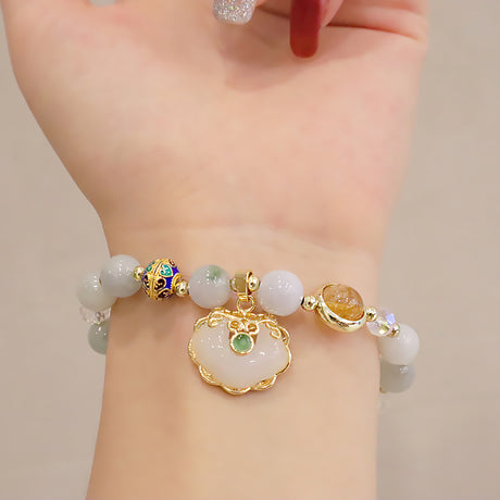 Gradient Marble Shell Longevity Lock Bracelet-2