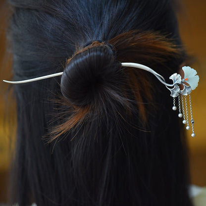 Enamel Hetian Jade Safety Lock Hairpin Hanfu Hair Accessories-1