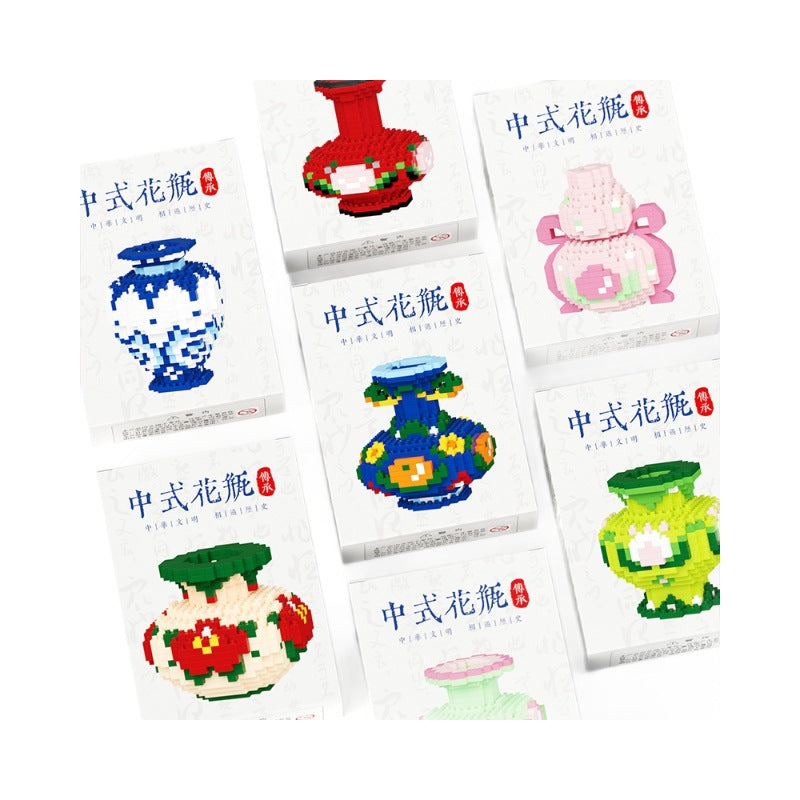 Chinesisch blau und weiße porzellanvase nationale Flut Wohnzimmer Dekoration kleine Partikel Kinder Puzzle Bausteine ​​Spielzeuggeschenk