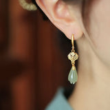 Magnolia Hetian Jade Earrings Chinese Vintage Silver Jewelry Gift for Her-1