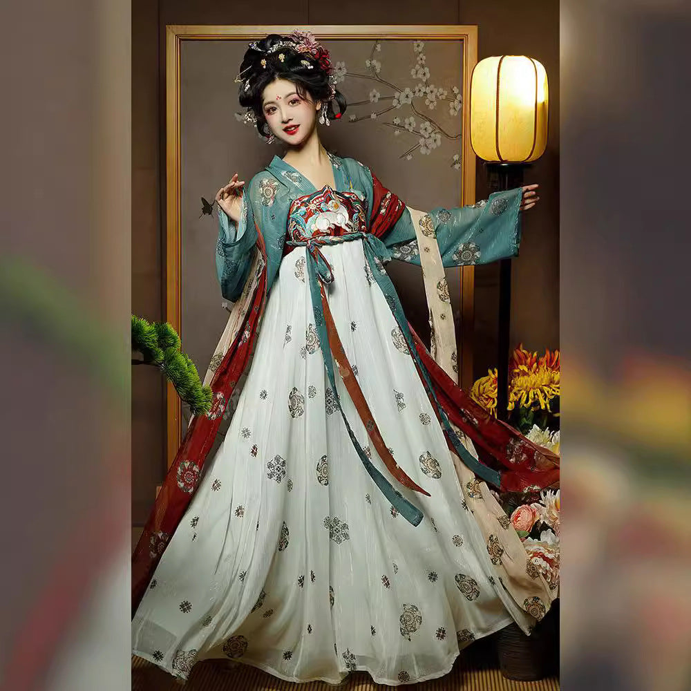 Tang Dynasty Hanfu Women's Clothing [Golden Cup Night Banquet] Original Spring Clothing Tang Dynasty Hanfu Chest-length Skirt Ancient Costume