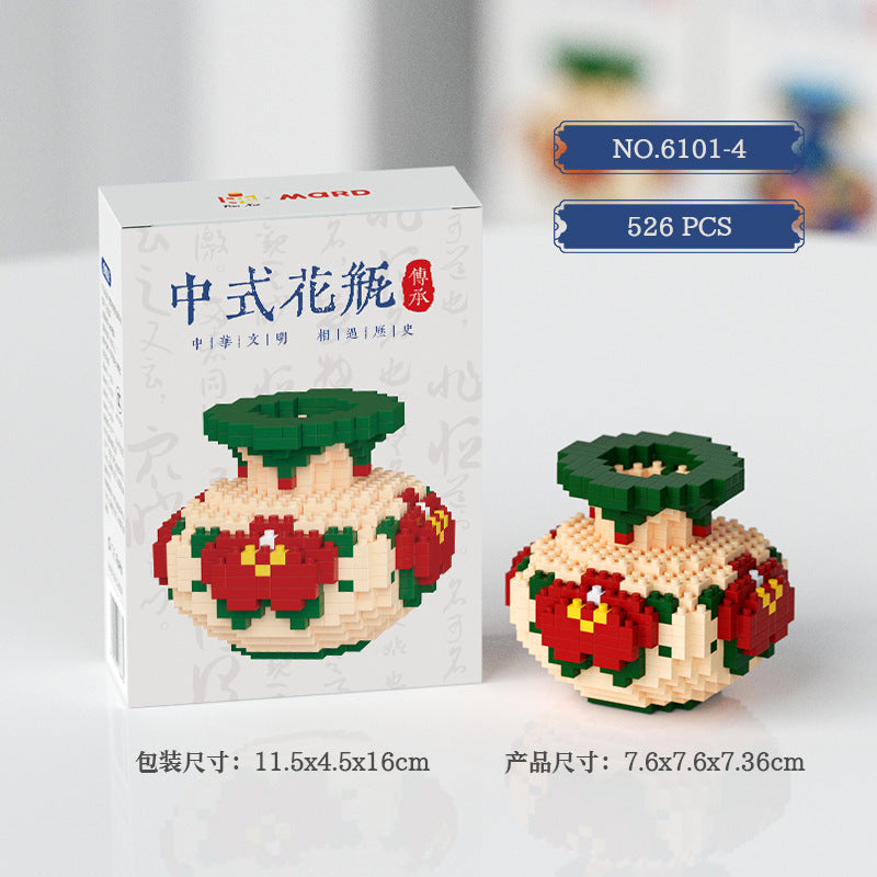 Chinesisch blau und weiße porzellanvase nationale Flut Wohnzimmer Dekoration kleine Partikel Kinder Puzzle Bausteine ​​Spielzeuggeschenk