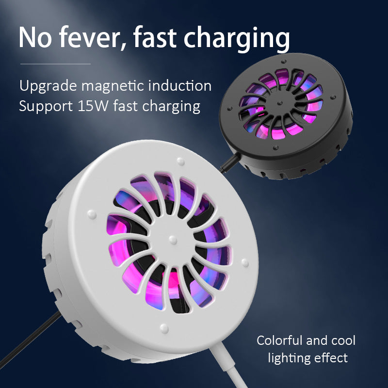 Portable 15W magnetic fan cooling wireless charger for iPhone 14 to 8 full range fast charging