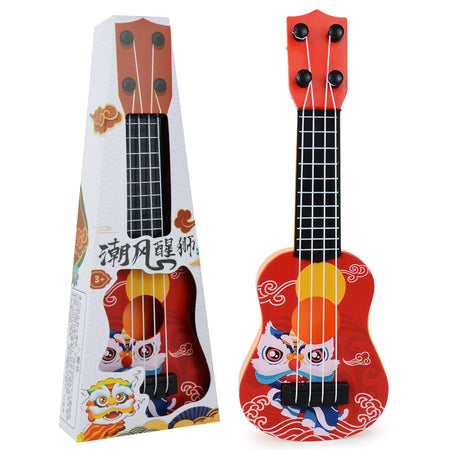 Guochao Lion Dance Ukulele Music Enlightenment Instrument Children's Small Guitar Model Toy