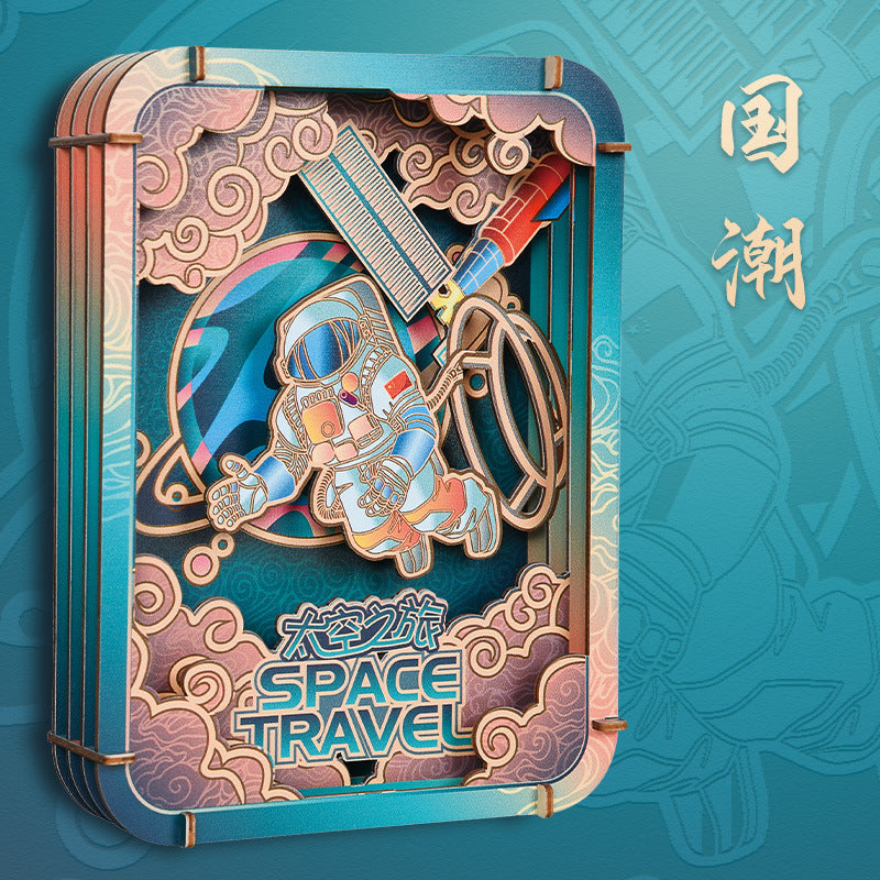 Original series space aerospace 3D wooden three-dimensional puzzle toy Chinese style children's puzzle space model splicing toy