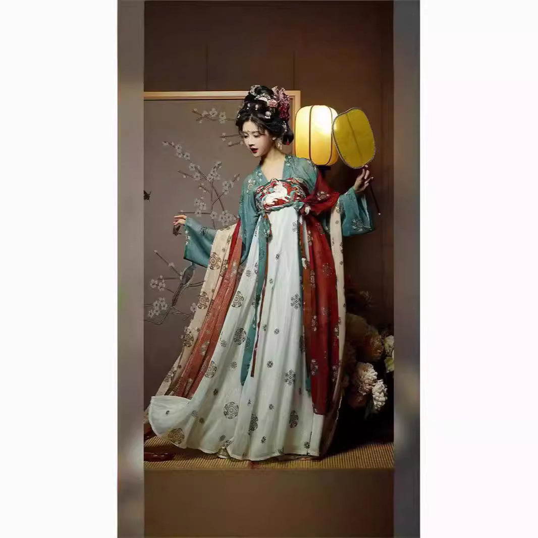 Tang Dynasty Hanfu Women's Clothing [Golden Cup Night Banquet] Original Spring Clothing Tang Dynasty Hanfu Chest-length Skirt Ancient Costume