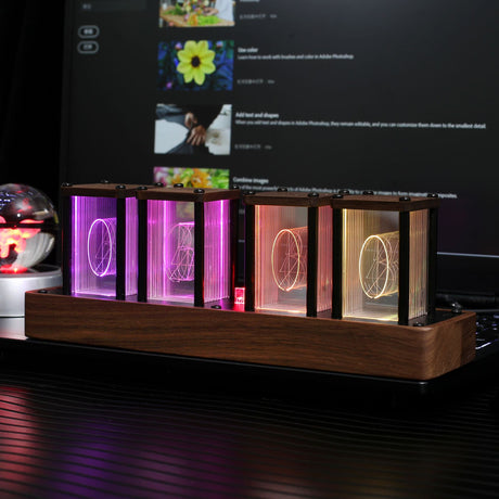 Kreative Desktop -Networking -Uhr Pseudo Nixie Tube Clock Freie Montage -Timer -Ornamente