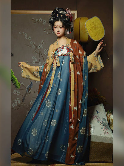 Tang Dynasty Hanfu Women's Clothing [Golden Cup Night Banquet] Original Spring Clothing Tang Dynasty Hanfu Chest-length Skirt Ancient Costume