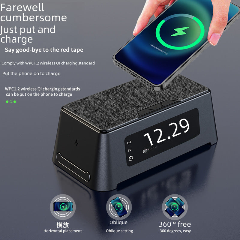 3 in 1 wireless charger with alarm clock, watch, earphone and mobile phone wireless charger