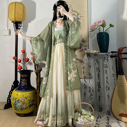 Baili Mingqing Original [Qinglou] Women's Hanfu Song Dynasty Printed Long Silk Waist-Length Pleated Skirt