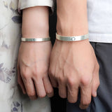 Sterling Silver Sun and Moon Couple Bracelet with Inner Engraving-2