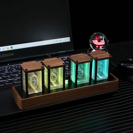 Kreative Desktop -Networking -Uhr Pseudo Nixie Tube Clock Freie Montage -Timer -Ornamente