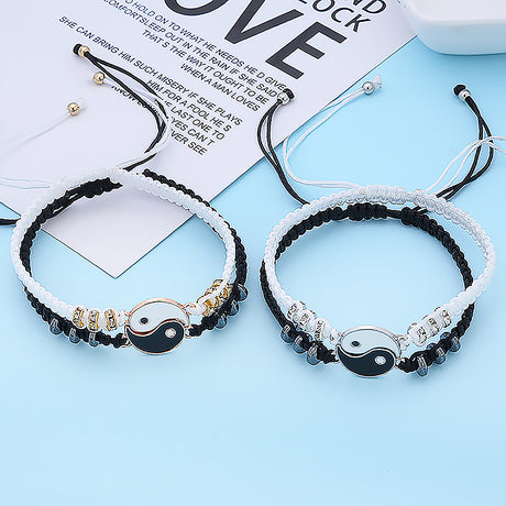 Yin Yang Braided Bracelet Handmade Tai Chi Couple Bracelet Gift-1