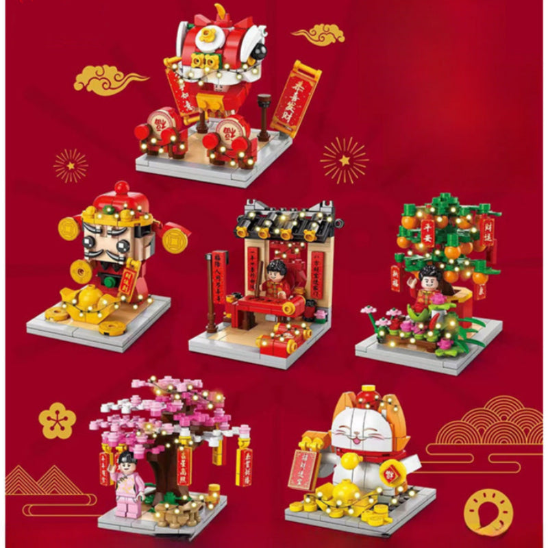 Chinesisches Neujahr National Tide Building Blocks Toys Lion Dance Fortune -Sterngebäude Kindergeschenke