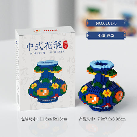 Chinesisch blau und weiße porzellanvase nationale Flut Wohnzimmer Dekoration kleine Partikel Kinder Puzzle Bausteine ​​Spielzeuggeschenk