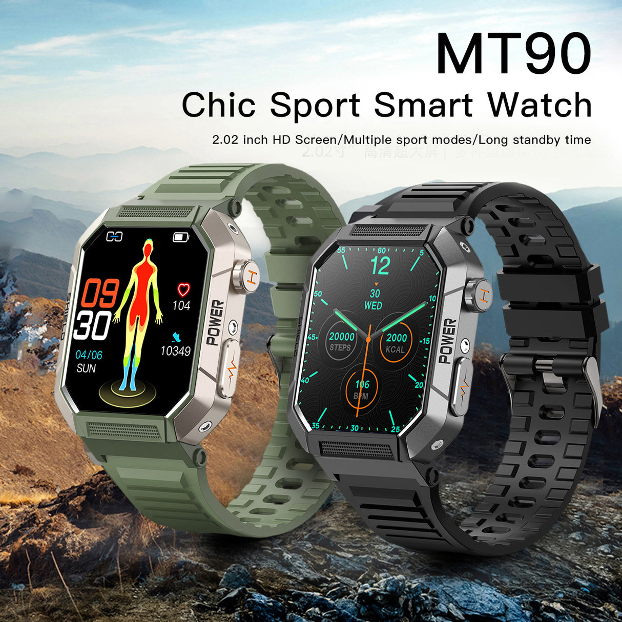 MT90 Sports Smartwatch - Bluetooth -Anrufe, Übungsüberwachung, Herzfrequenz und Blutdrucküberwachung