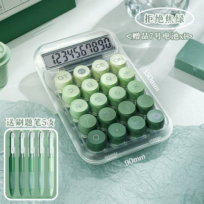 Transparent gradient color small multi-function commercial mechanical key calculator financial accounting office dedicated computer