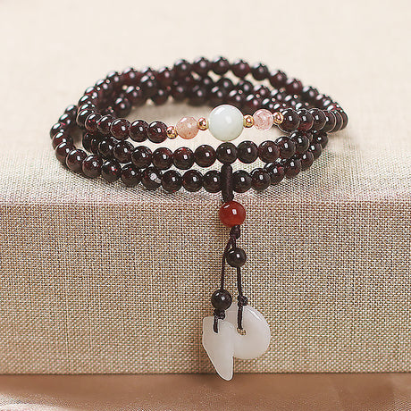 Vintage Garnet Wrap Bracelet for Women Natural Garnet Beaded Bracelet-1