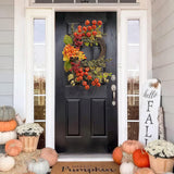 Thanksgiving Pumpkin & Berry Half Wreath for Wall or Door Hanging-2