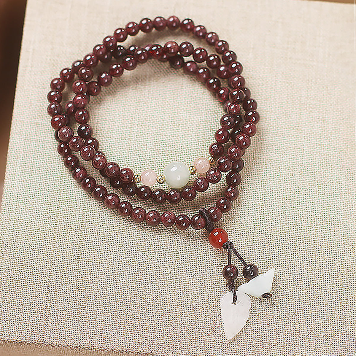 Vintage Garnet Wrap Bracelet for Women Natural Garnet Beaded Bracelet-6