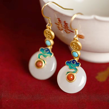 Women’s Vintage Hetian Jade Earrings and Jewelry Set Retro Style-8