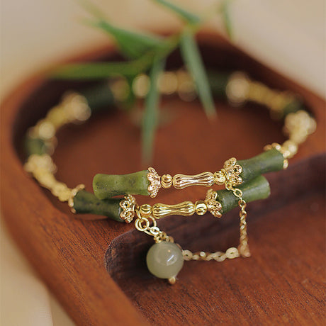 Bamboo natural stone open bracelet new Chinese style national trend temperament bracelet hand jewelry for women