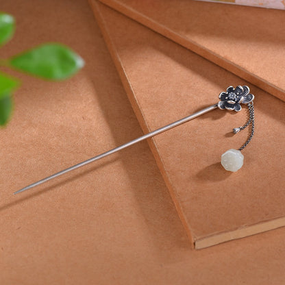 Enamel Hetian Jade Safety Lock Hairpin Hanfu Hair Accessories-13