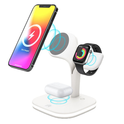 5-in-1 15W Wireless Magnetic Fast Charging Stand - Multifunctional Wireless Charger with Night Light