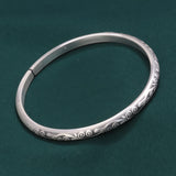 Pure silver bracelet 999 sterling silver auspicious cloud silver bracelet retro frosted simple open ethnic style bracelet jewelry wholesale