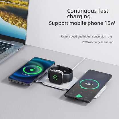 3-in-1 Magnetic Wireless Charger for Apple - Foldable Desk Charging Station for iPhone, AirPods & Apple Watch