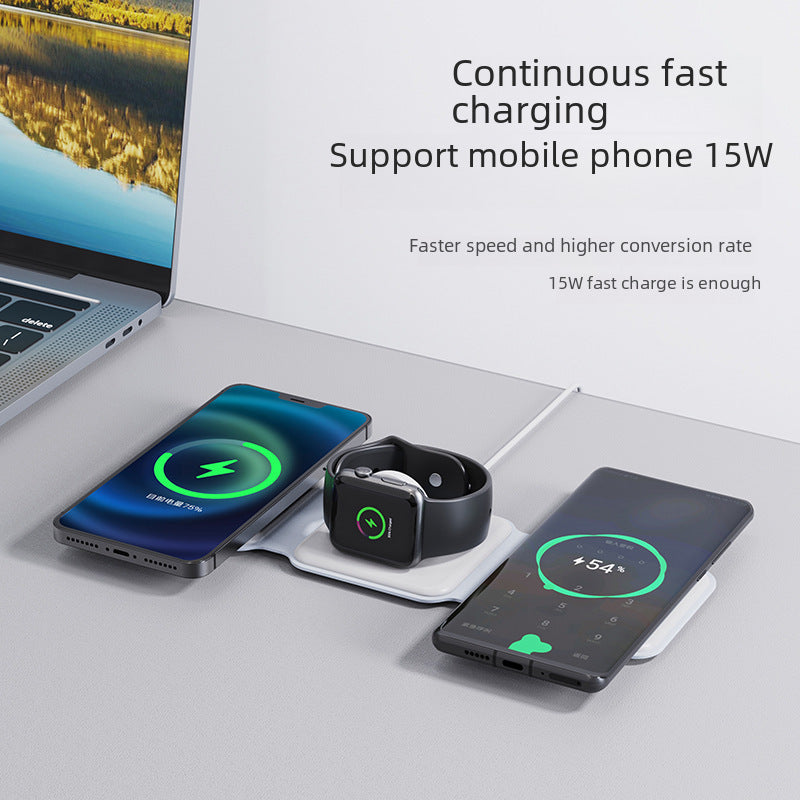 3-in-1 Magnetic Wireless Charger for Apple - Foldable Desk Charging Station for iPhone, AirPods & Apple Watch