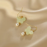 Hetian Jade Butterfly Earrings with Pearl Accents Chinese Style-5