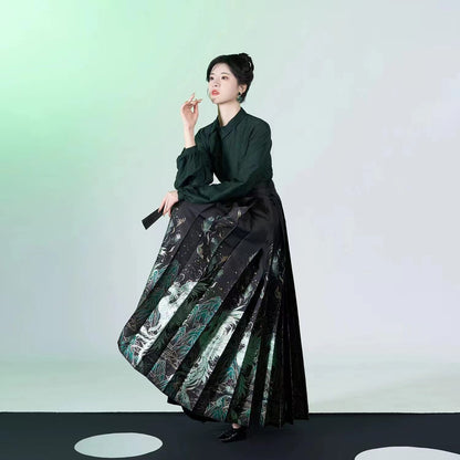 Qingyu Horse Face Skirt New Chinese Ming Hanfu Women's Daily Commuting Hanfu Modified Skirt Adult Horse Face Skirt