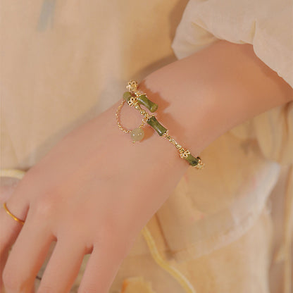 Bamboo natural stone open bracelet new Chinese style national trend temperament bracelet Chinese style fashion personality new style hand jewelry for women