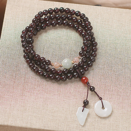 Vintage Garnet Wrap Bracelet for Women Natural Garnet Beaded Bracelet-5