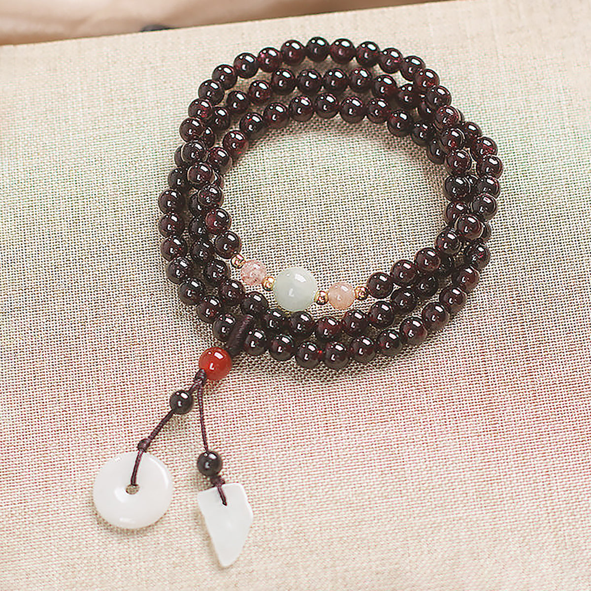 Vintage Garnet Wrap Bracelet for Women Natural Garnet Beaded Bracelet-3