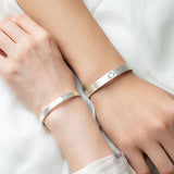 Sterling Silver Sun and Moon Couple Bracelet with Inner Engraving-1