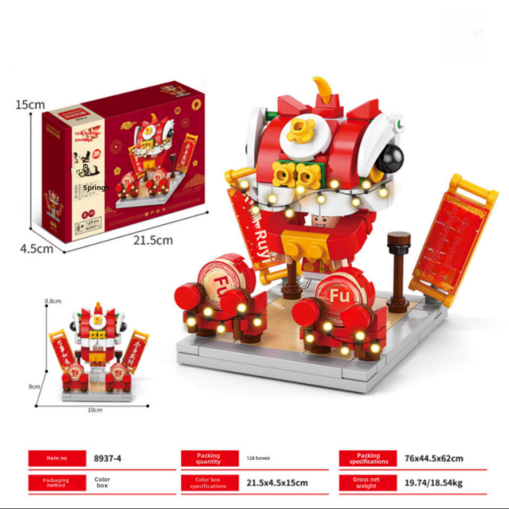 Chinesisches Neujahr National Tide Building Blocks Toys Lion Dance Fortune -Sterngebäude Kindergeschenke