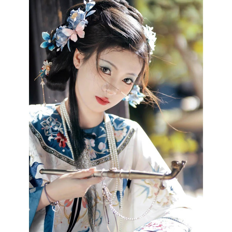 Chinese Qing Dynasty women's clothing Hanfu retro ethnic style ancient costume horse face skirt suit