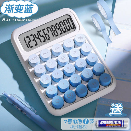 Transparent gradient color small multi-function commercial mechanical key calculator financial accounting office dedicated computer