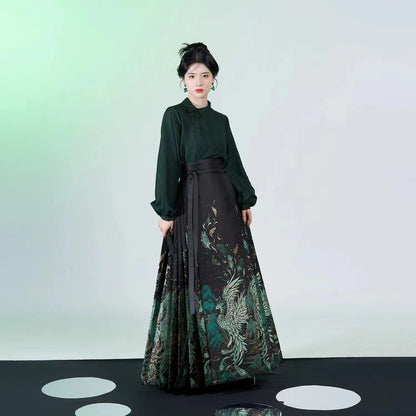 Qingyu Horse Face Skirt New Chinese Ming Hanfu Women's Daily Commuting Hanfu Modified Skirt Adult Horse Face Skirt