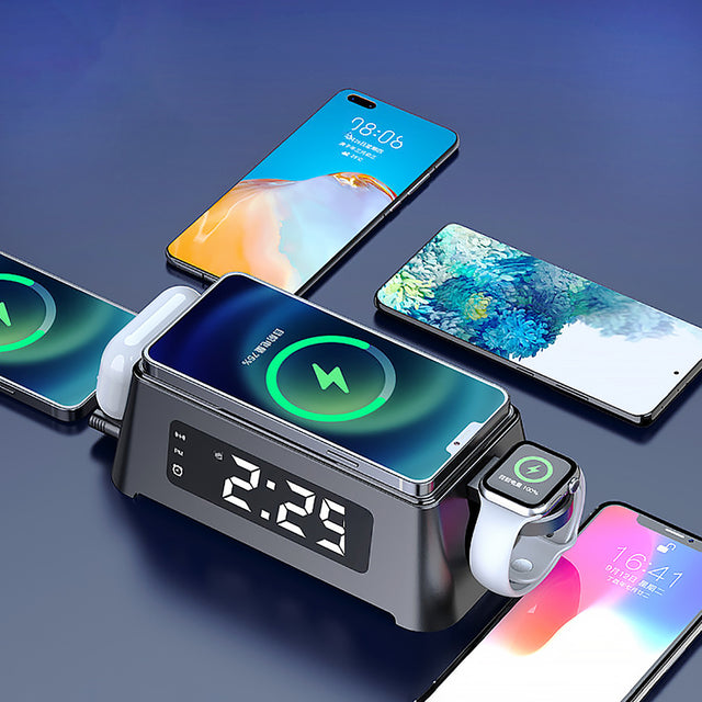 3-in-1 Wireless Charger with Alarm Clock for Phone, Watch & Earbuds-1