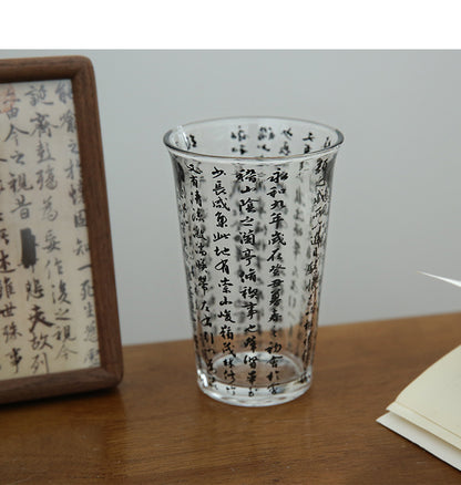 New Chinese style national trend Lanting Preface calligraphy cup national style cup ancient style glass cup tea cup ins style large capacity water cup