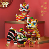 Guochao Creative Lion Dance Serie Kinderbaufbaugebäude Spielzeug Desktop Ornamente Urlaubsgeschenke