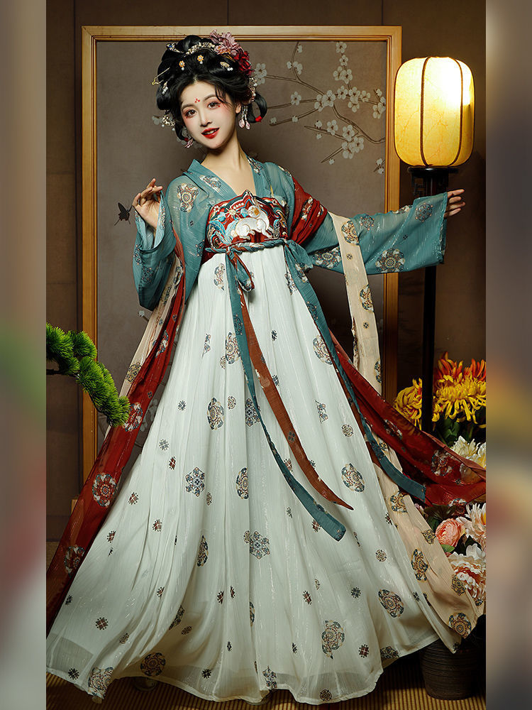 Tang Dynasty Hanfu Women's Clothing [Golden Cup Night Banquet] Original Spring Clothing Tang Dynasty Hanfu Chest-length Skirt Ancient Costume