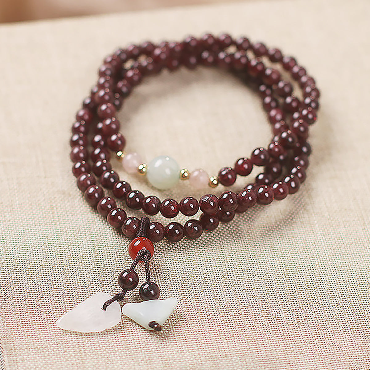 Vintage Garnet Wrap Bracelet for Women Natural Garnet Beaded Bracelet-4