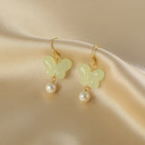 Hetian Jade Butterfly Earrings with Pearl Accents Chinese Style-4